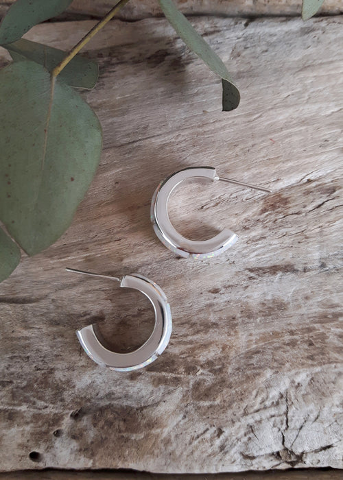 Flinder Lavinia White Hoop Earrings