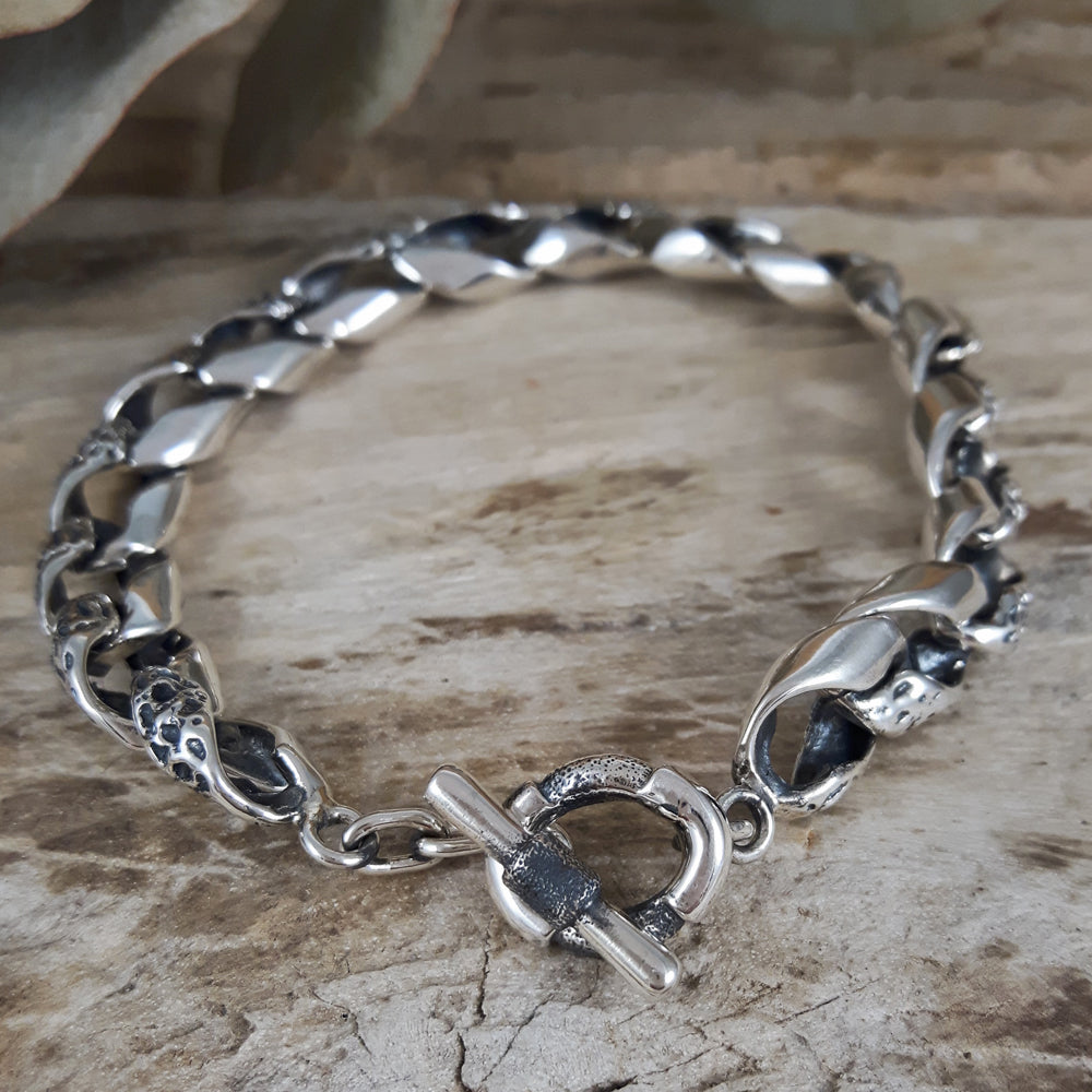 Lex Curb Oxidised T-bar Bracelet