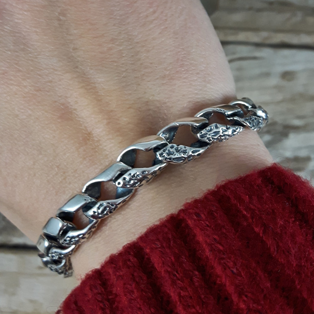 Lex Curb Oxidised T-bar Bracelet