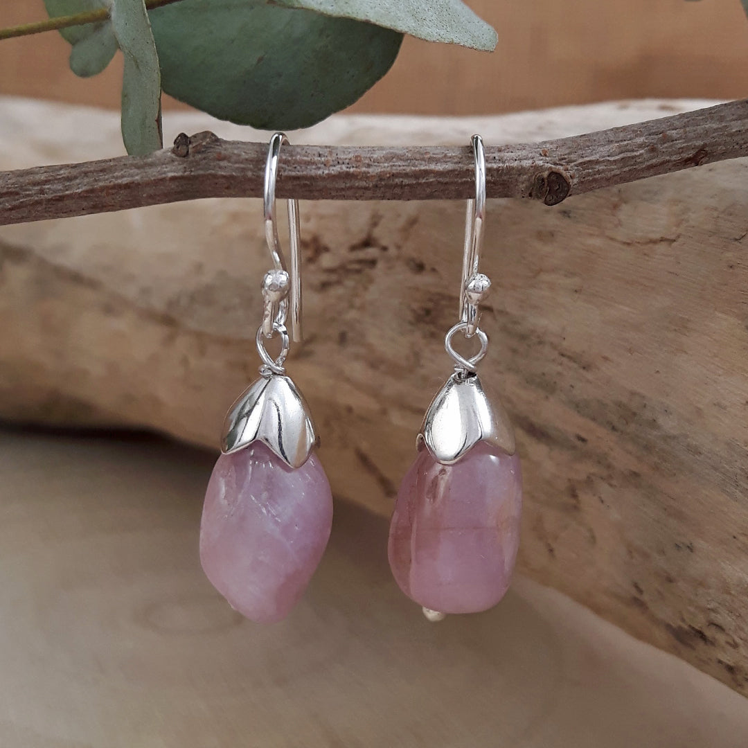 Lilith Kunzite Gemstone Drop Earrings