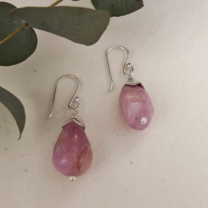 Lilith Kunzite Gemstone Drop Earrings