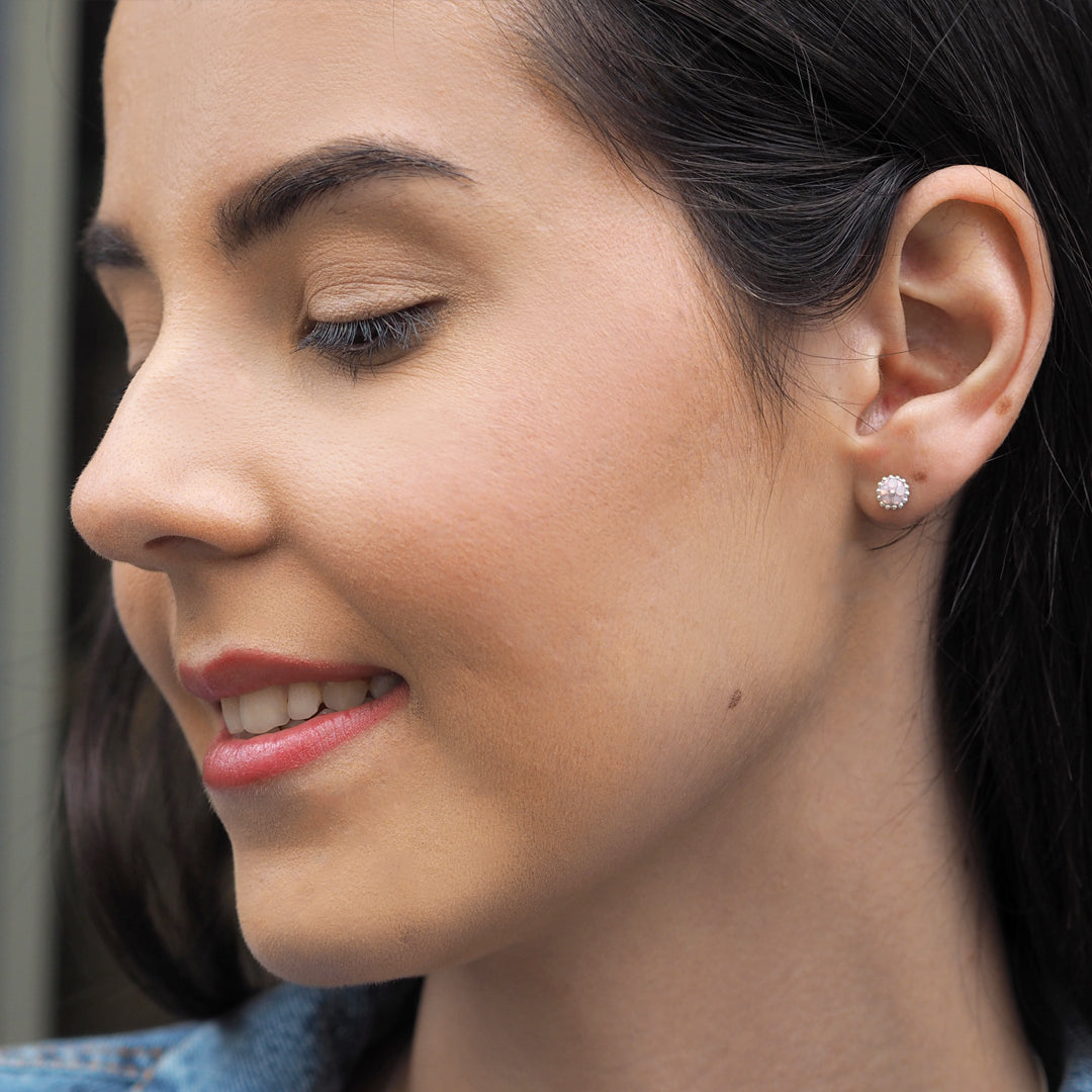 Allegra Tiny Rose Quartz Stud Earrings