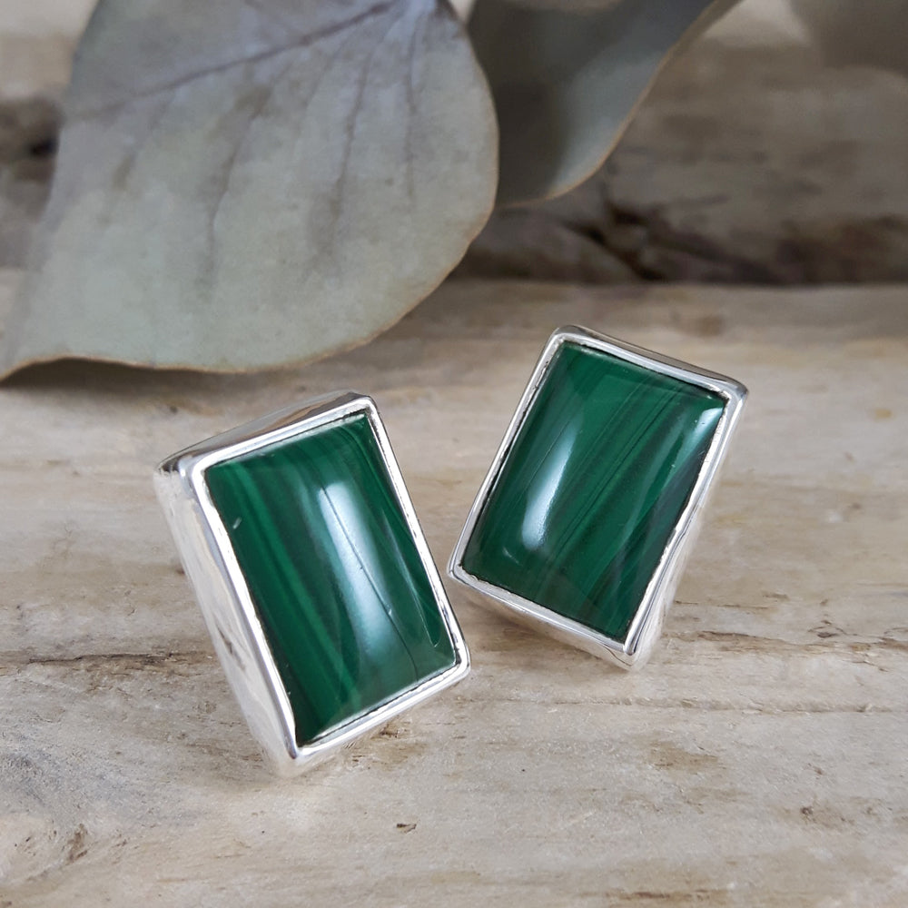 Monet Malachite Large Stud Earrings A