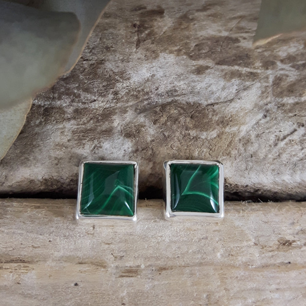 Monet Malachite Small Stud Earrings A