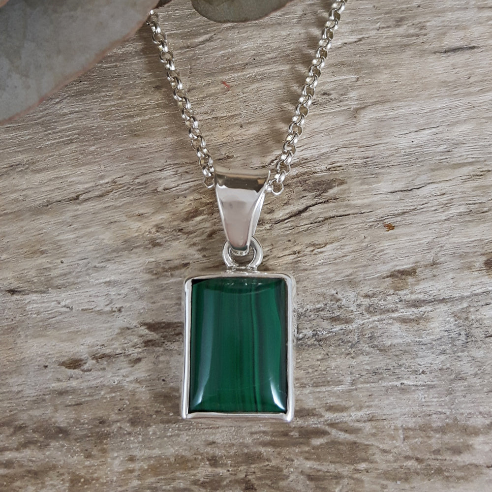 Monet Malachite Dainty Rectangle Pendant A