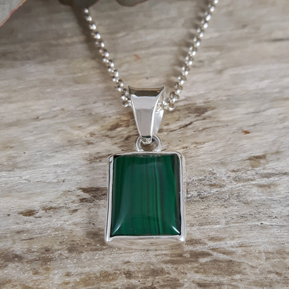 Monet Malachite Dainty Rectangle Pendant A