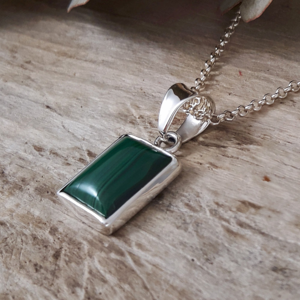 Monet Malachite Dainty Rectangle Pendant A