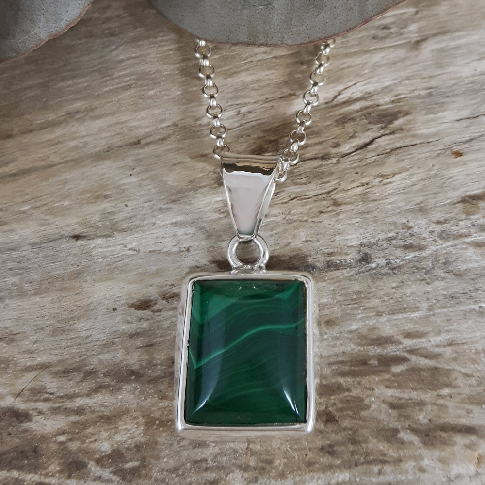 Monet Malachite Small Rectangle Pendant A