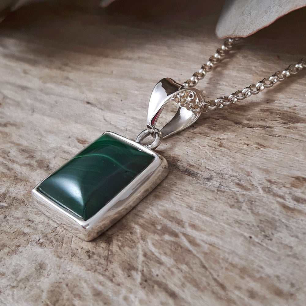 Monet Malachite Small Rectangle Pendant A