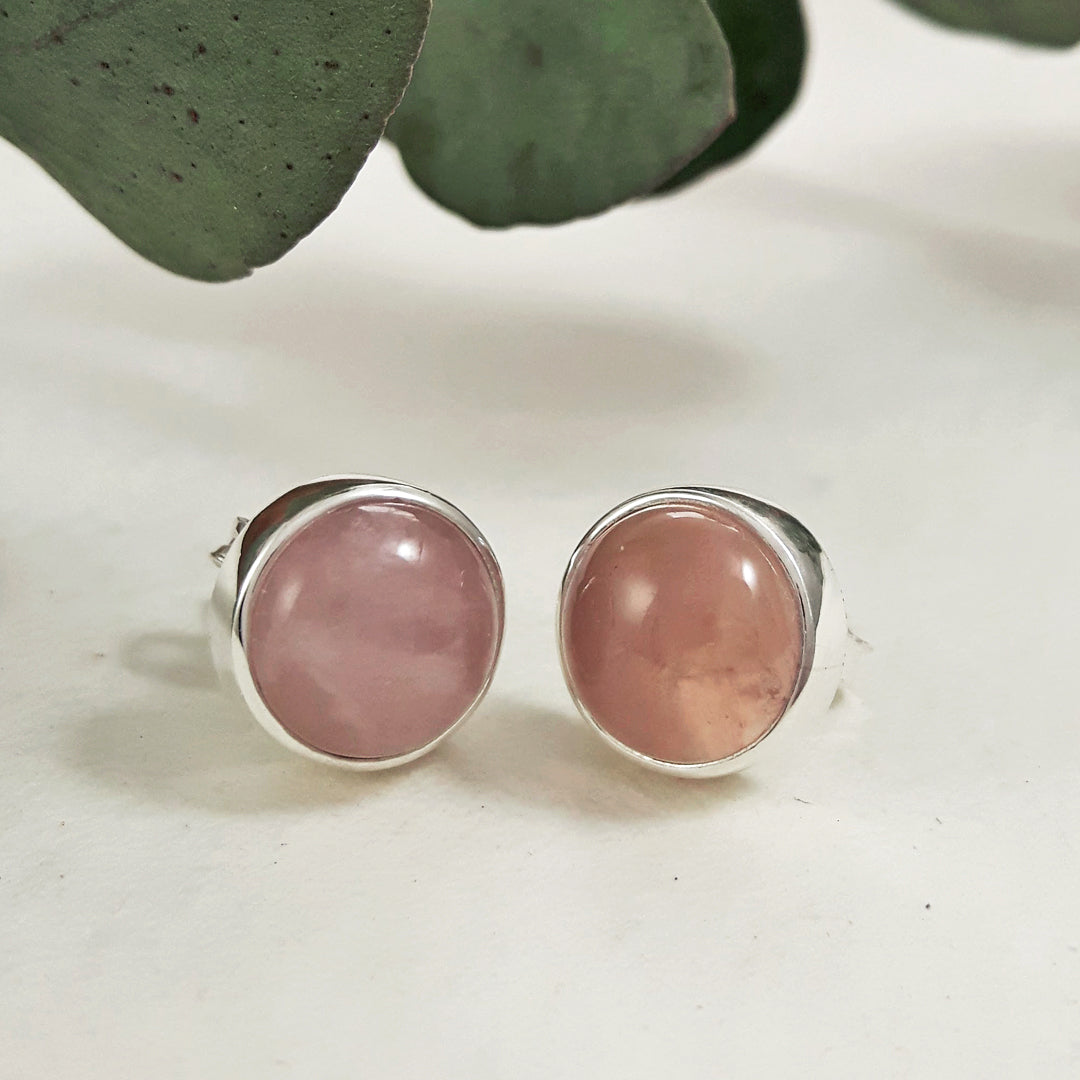 Rose Quartz Small Stud Earrings