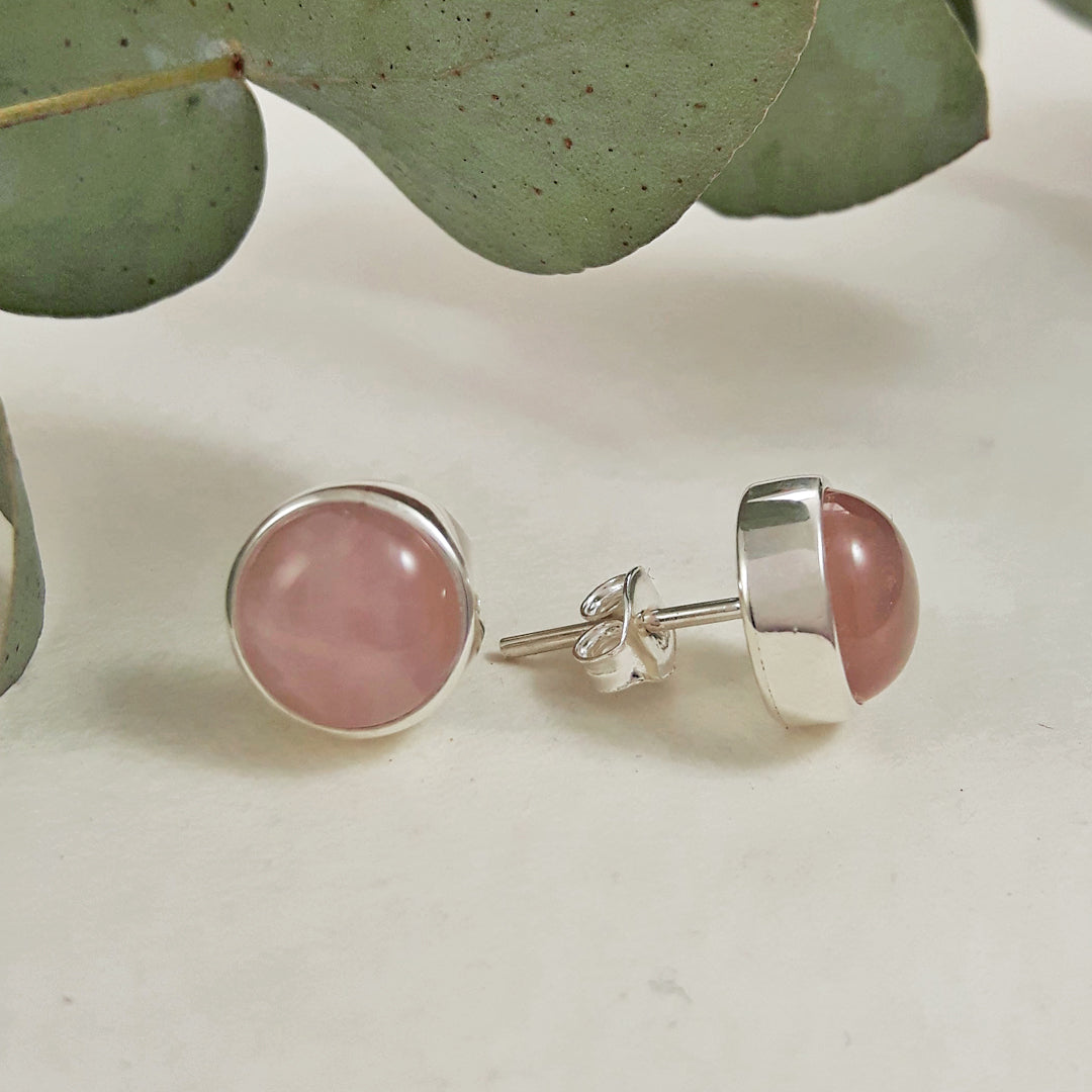 Rose Quartz Small Stud Earrings