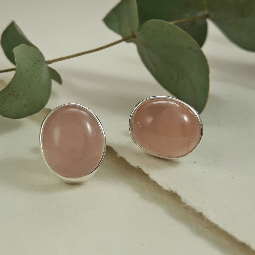 Rose Quartz Medium Stud Earrings