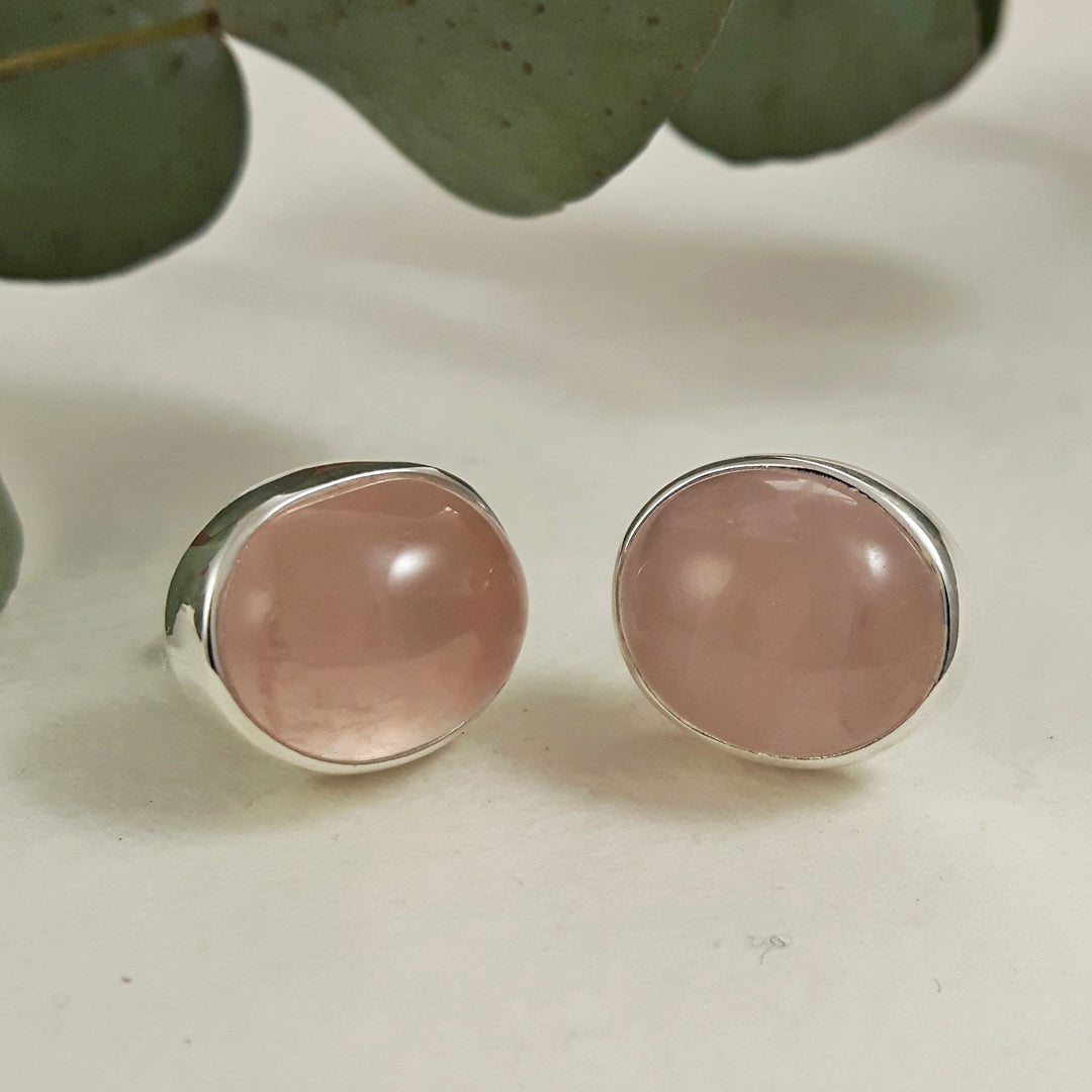 Rose Quartz Medium Stud Earrings