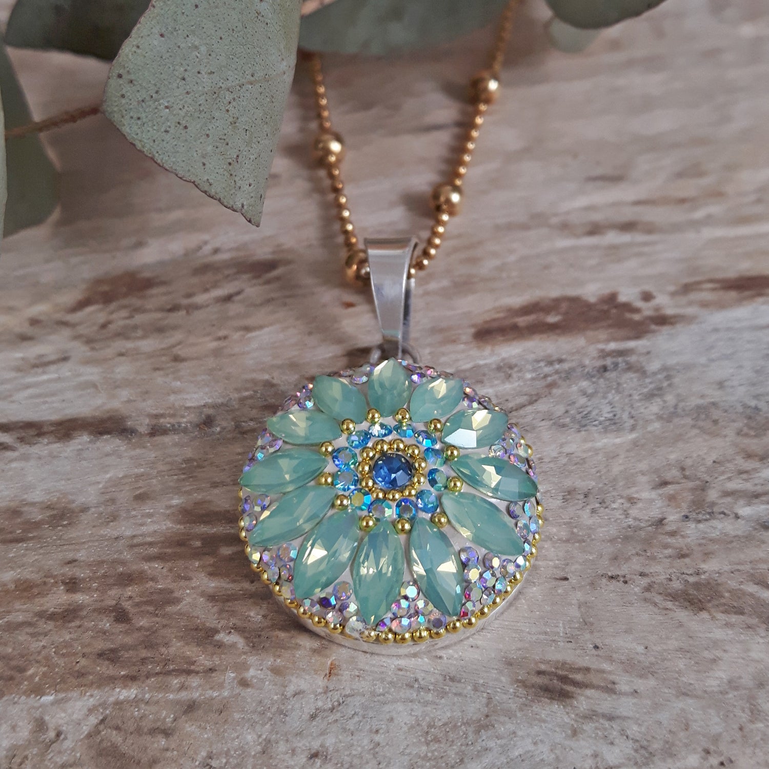 SAMPLE Allegra Aqua Daisy Coin Pendant