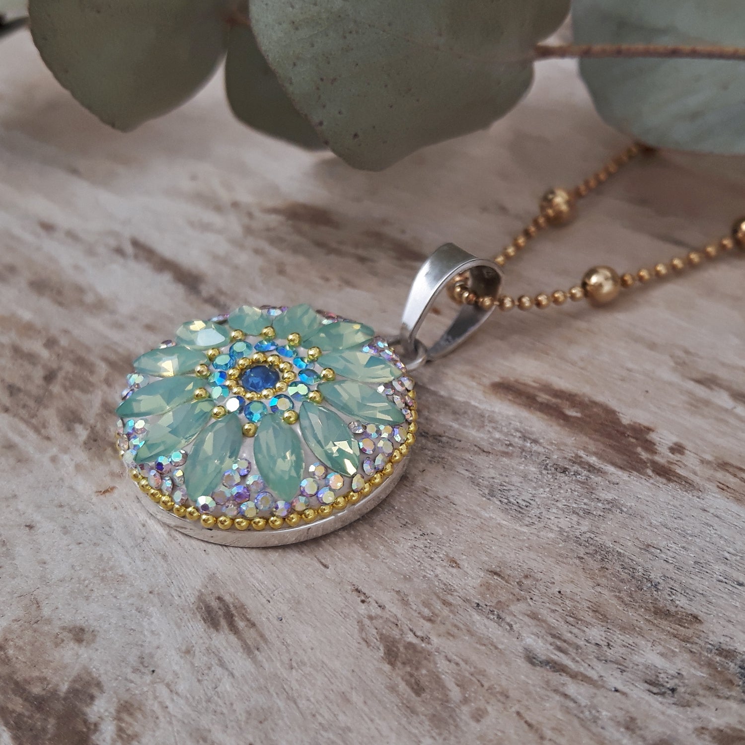 SAMPLE Allegra Aqua Daisy Coin Pendant