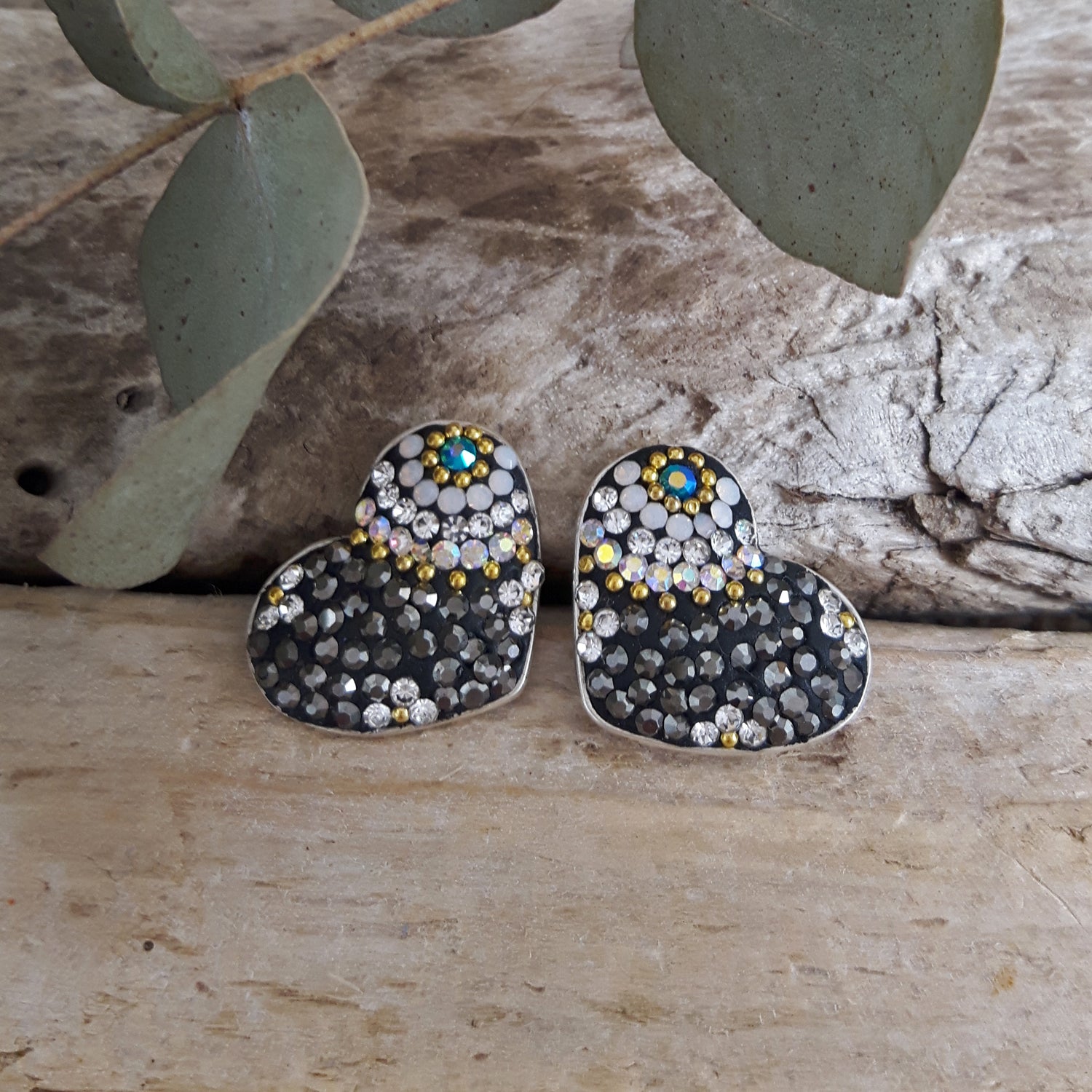 SAMPLE Allegra Deco Heart Stud Earrings