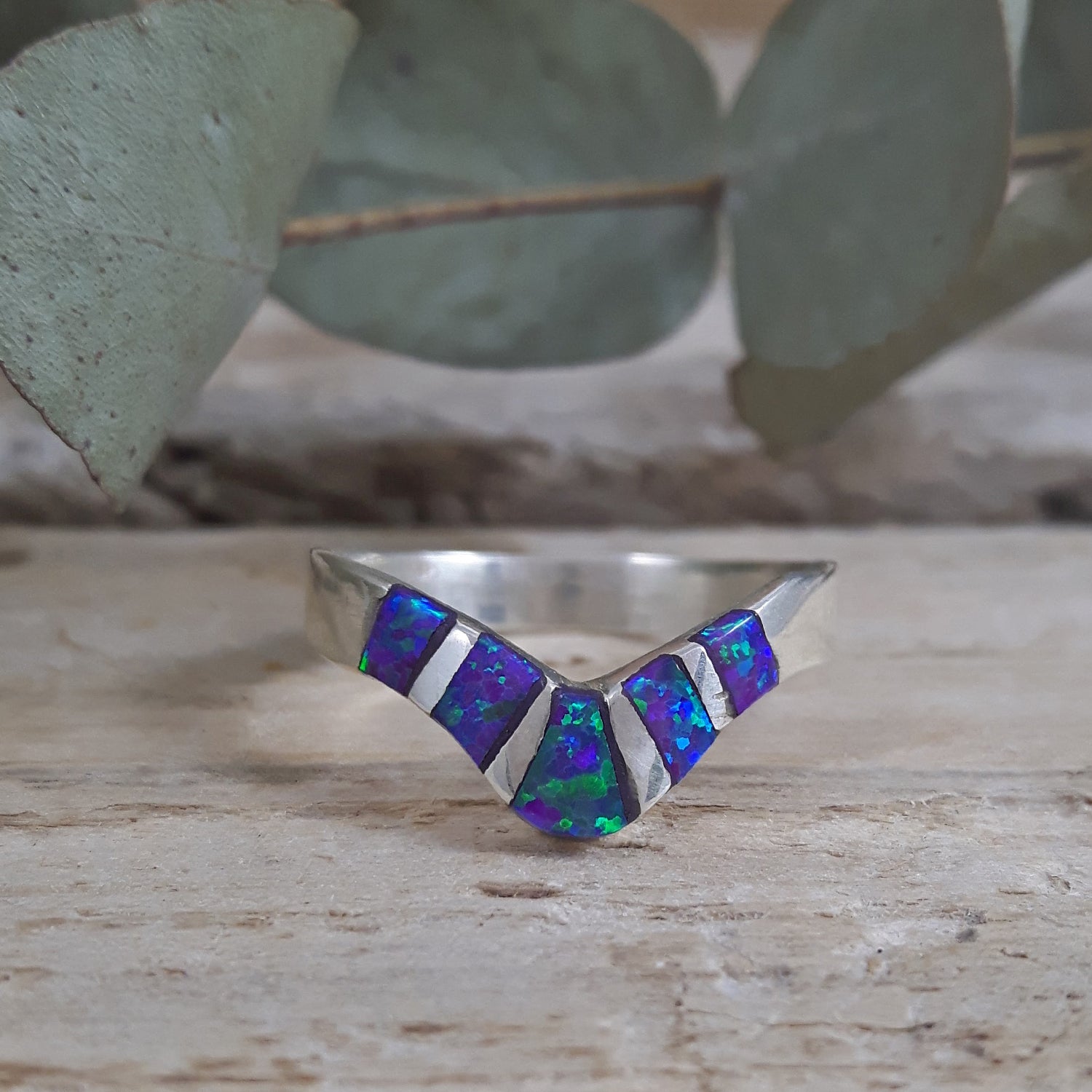 SAMPLE Flinder Indigo Wishbone Ring SIZE R