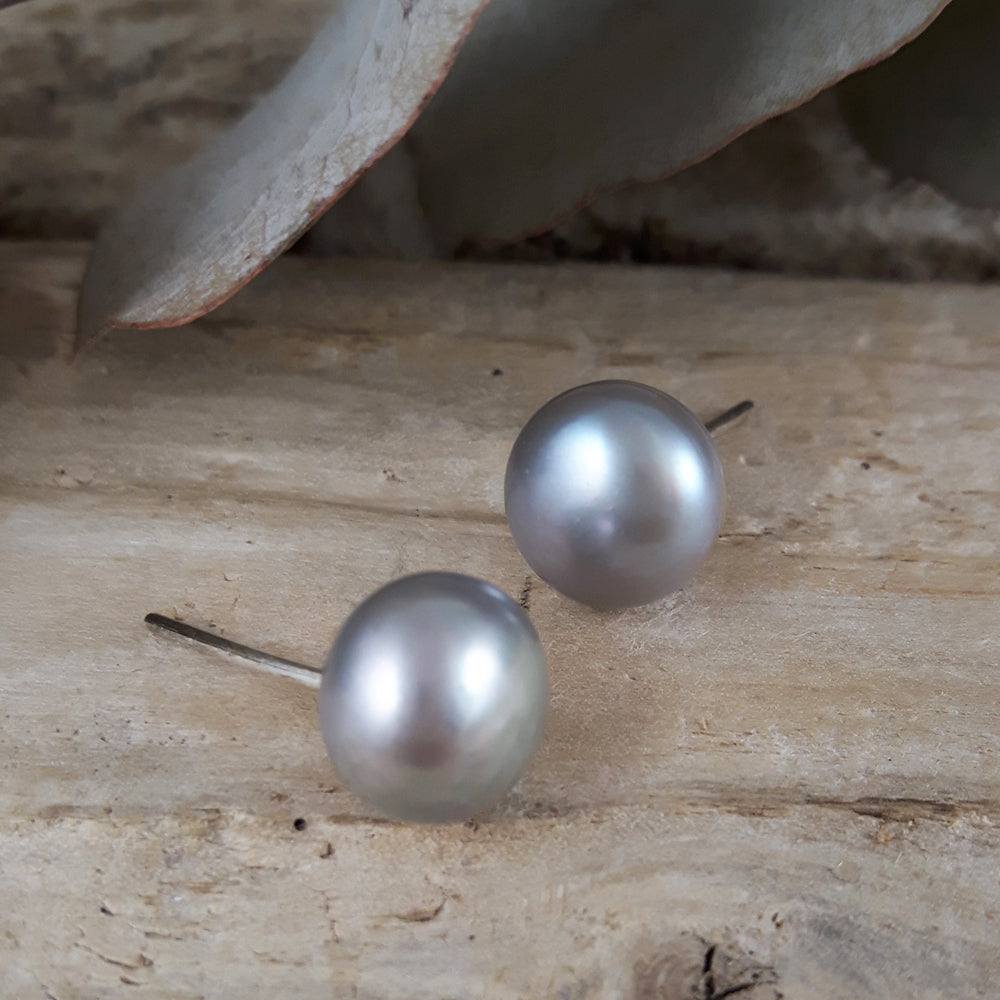 SAMPLE Dove Grey Pearl Large Stud Earrings