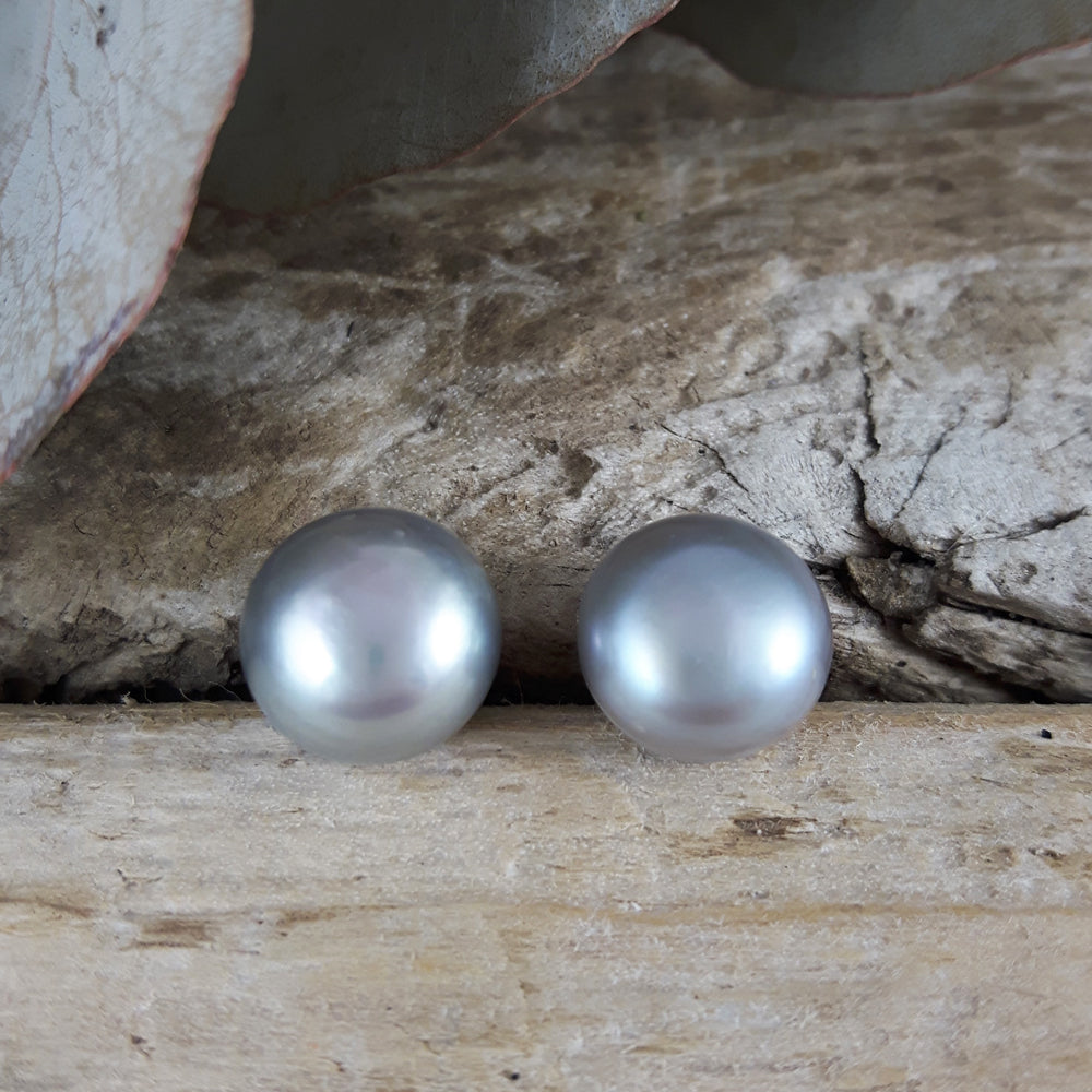 SAMPLE Dove Grey Pearl Large Stud Earrings