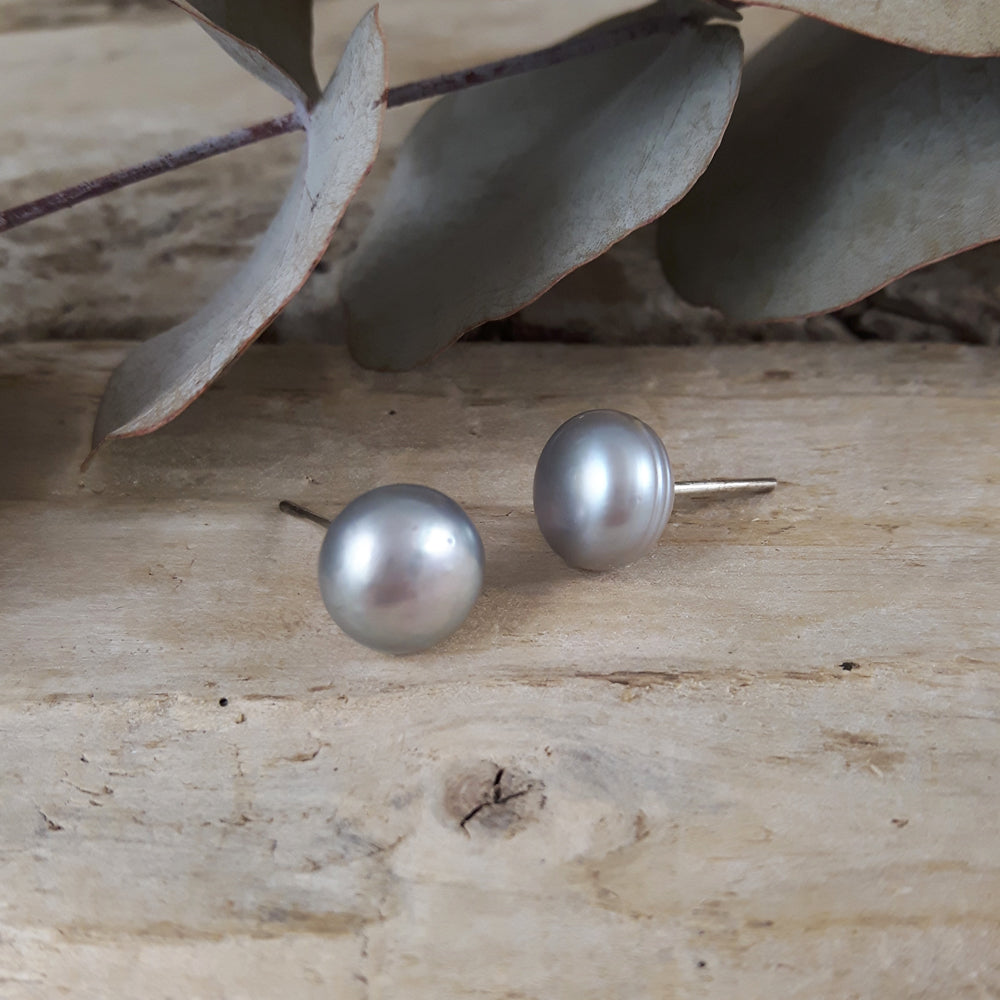 SAMPLE Dove Grey Pearl Large Stud Earrings