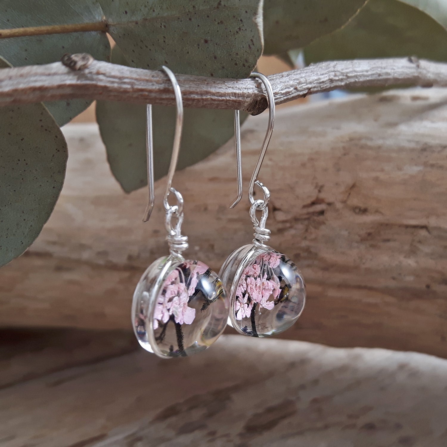 SAMPLE Flores Mini Pink Blossom Tree Drop Earrings