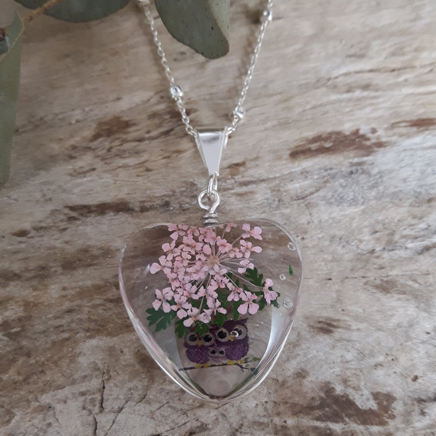 SAMPLE Flores Pink Blossom Tree Heart Pendant