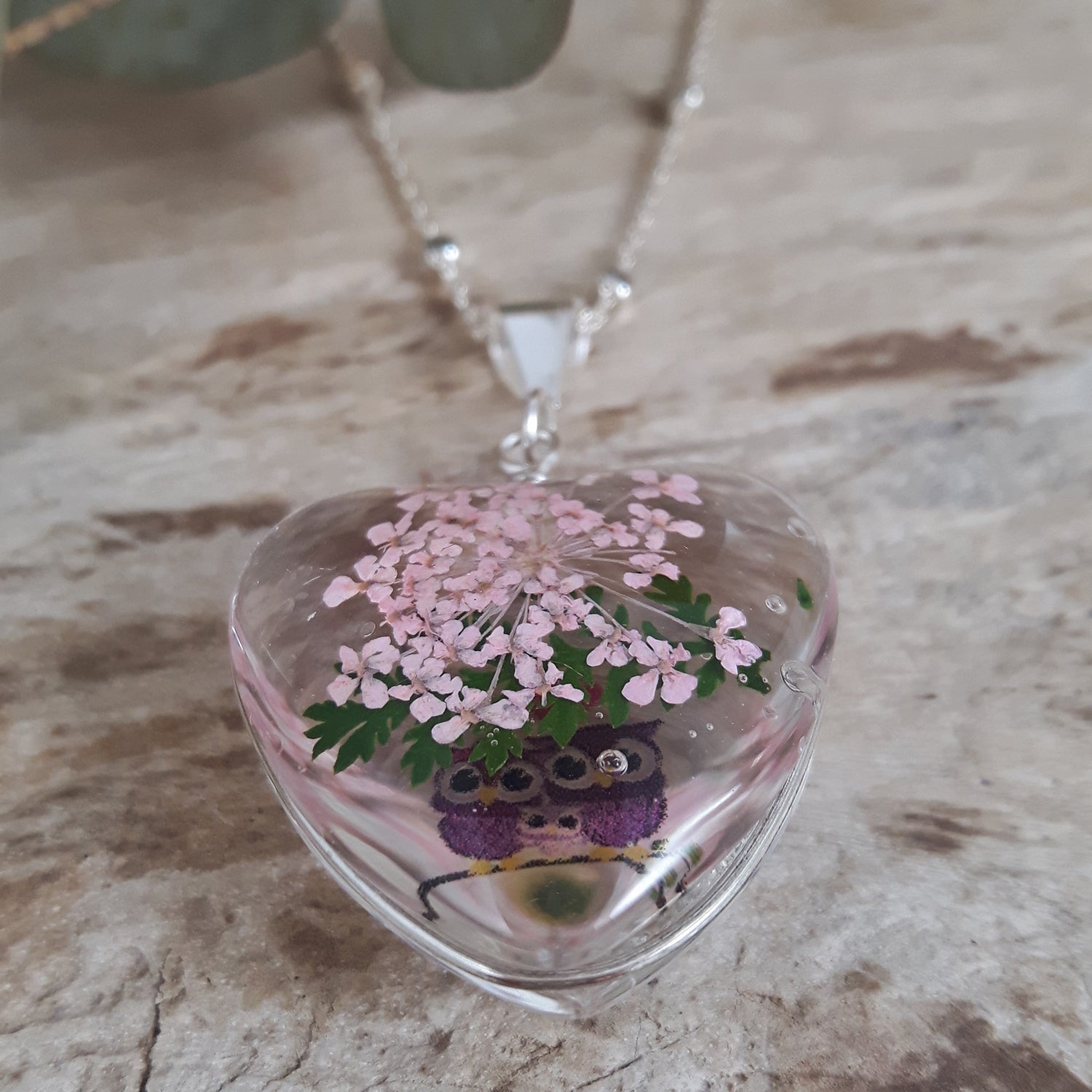 SAMPLE Flores Pink Blossom Tree Heart Pendant