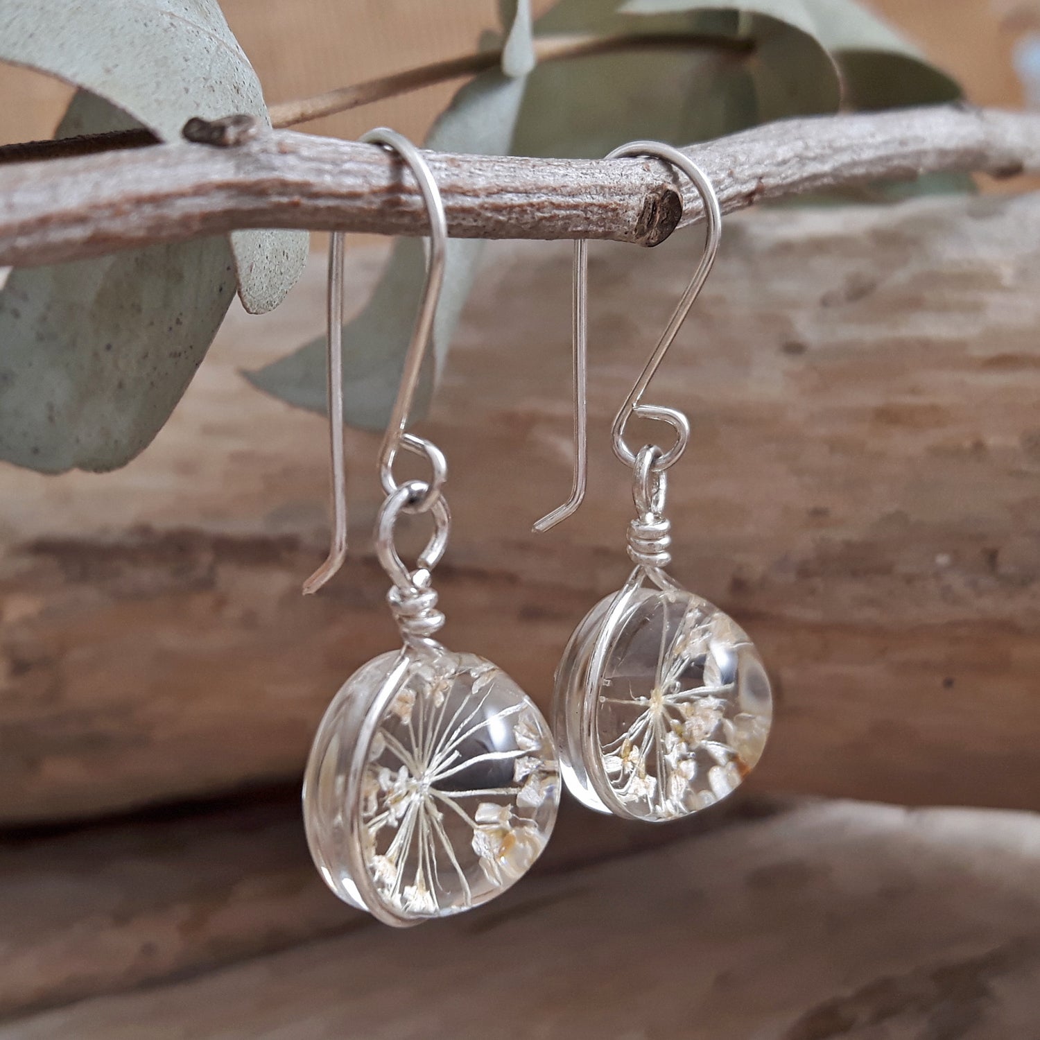 SAMPLE Flores White Allium Drop Earrings