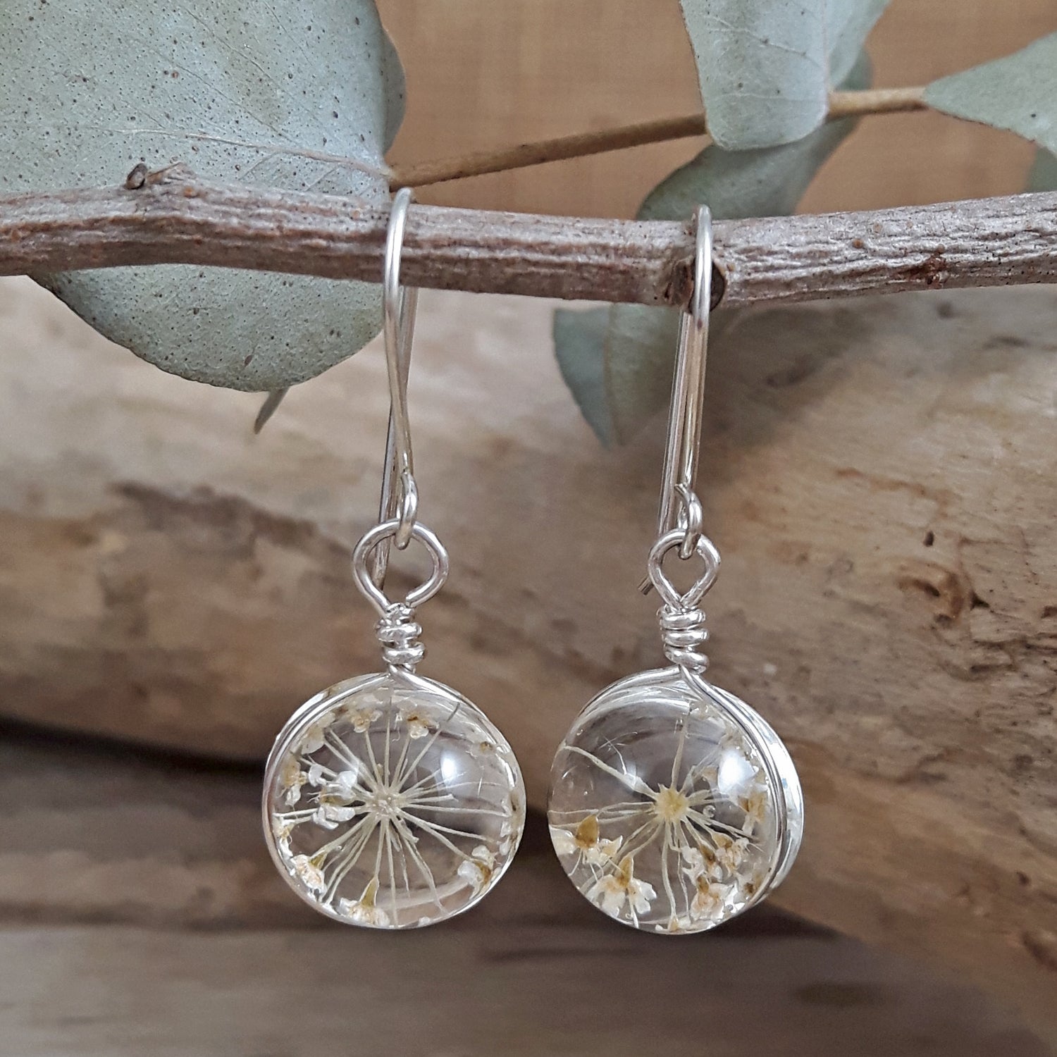 SAMPLE Flores White Allium Drop Earrings