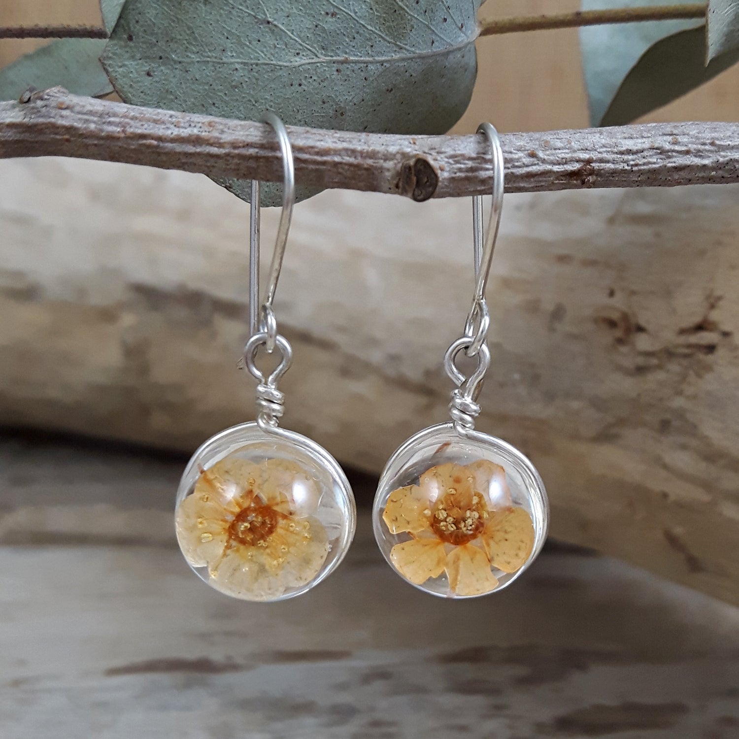 SAMPLE Flores Orange Hibiscus Drop Earrings