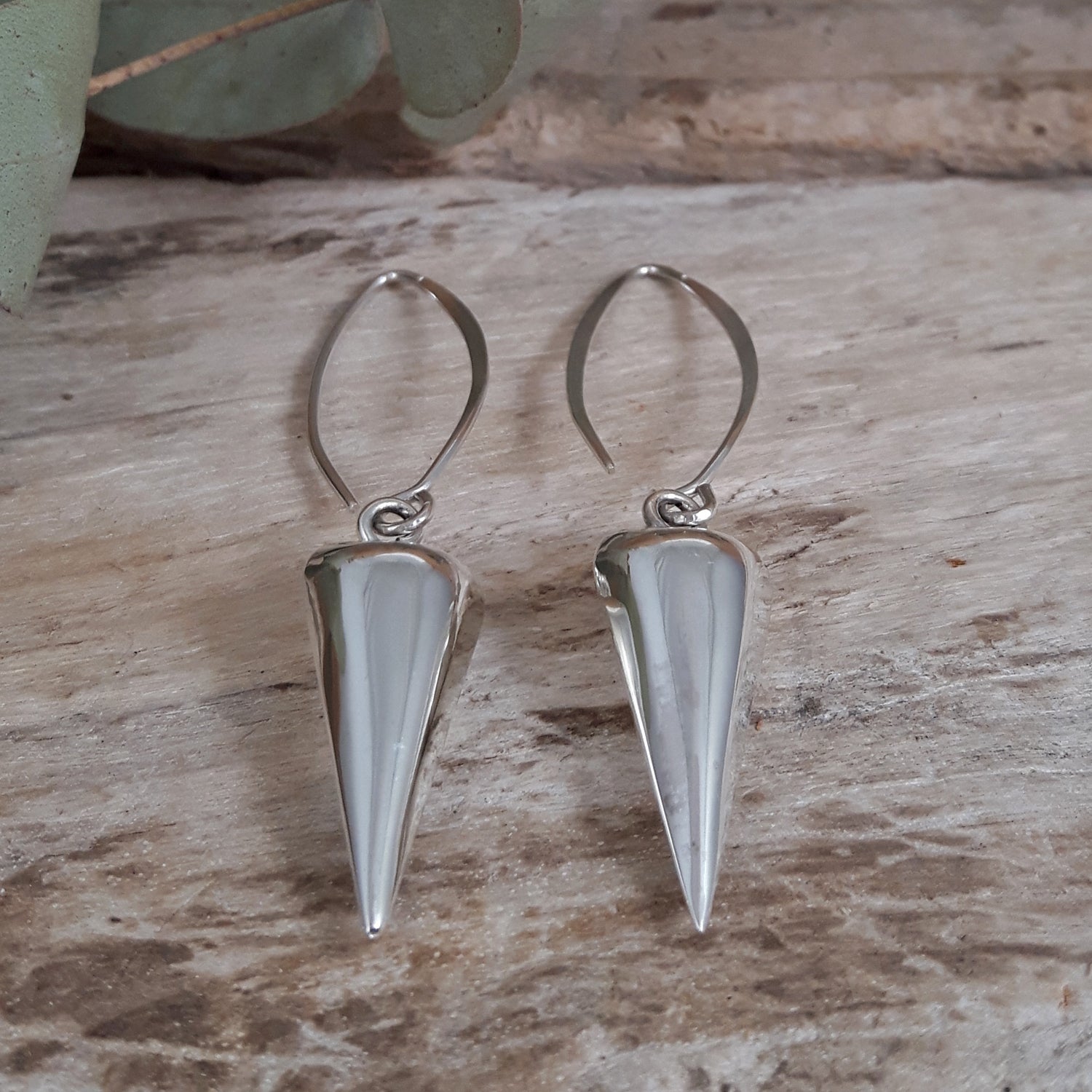 Verity Long Polished Silver Drop Earrings