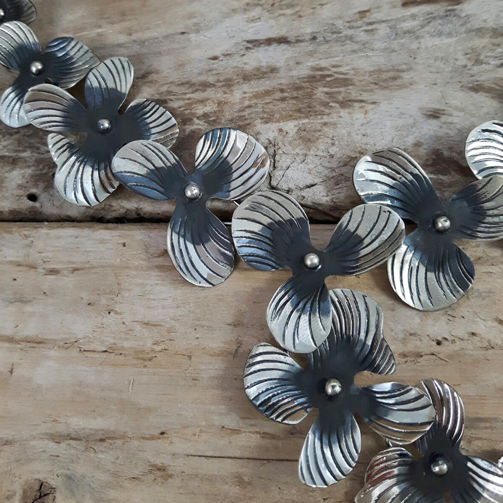 Viola Oxidised 32 Flower Necklace