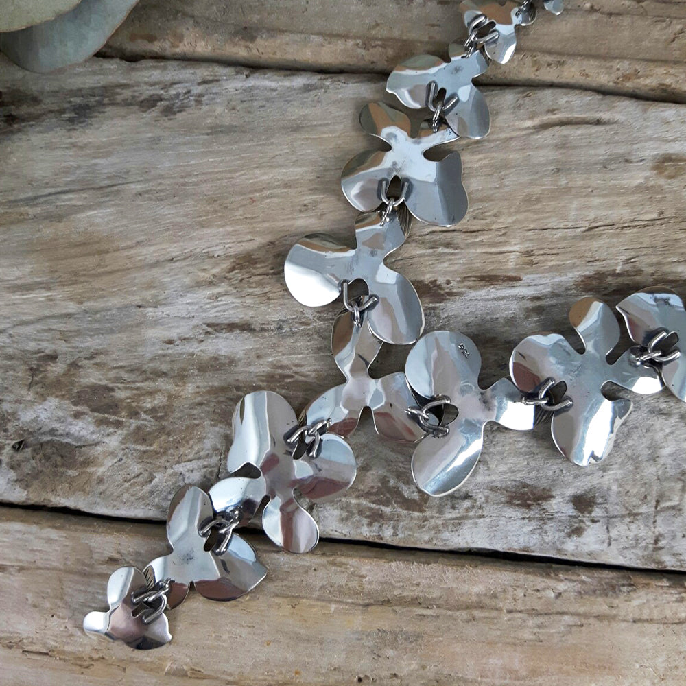 Viola Oxidised 32 Flower Necklace