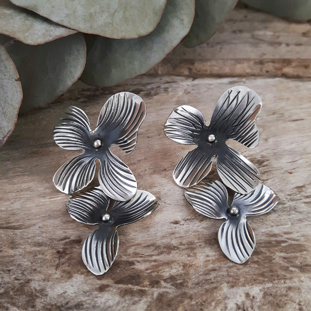 Viola Oxidised Large Stud Earrings