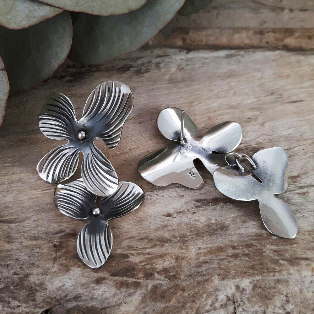 Viola Oxidised Large Stud Earrings