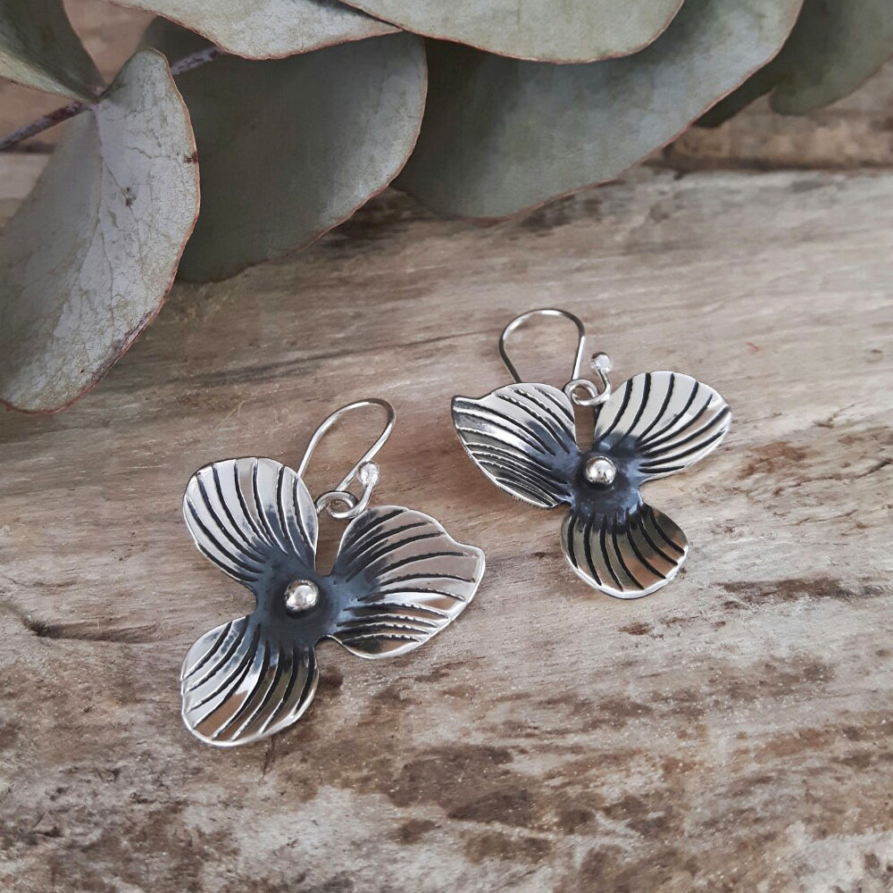 Viola Oxidised Single Drop Earrings