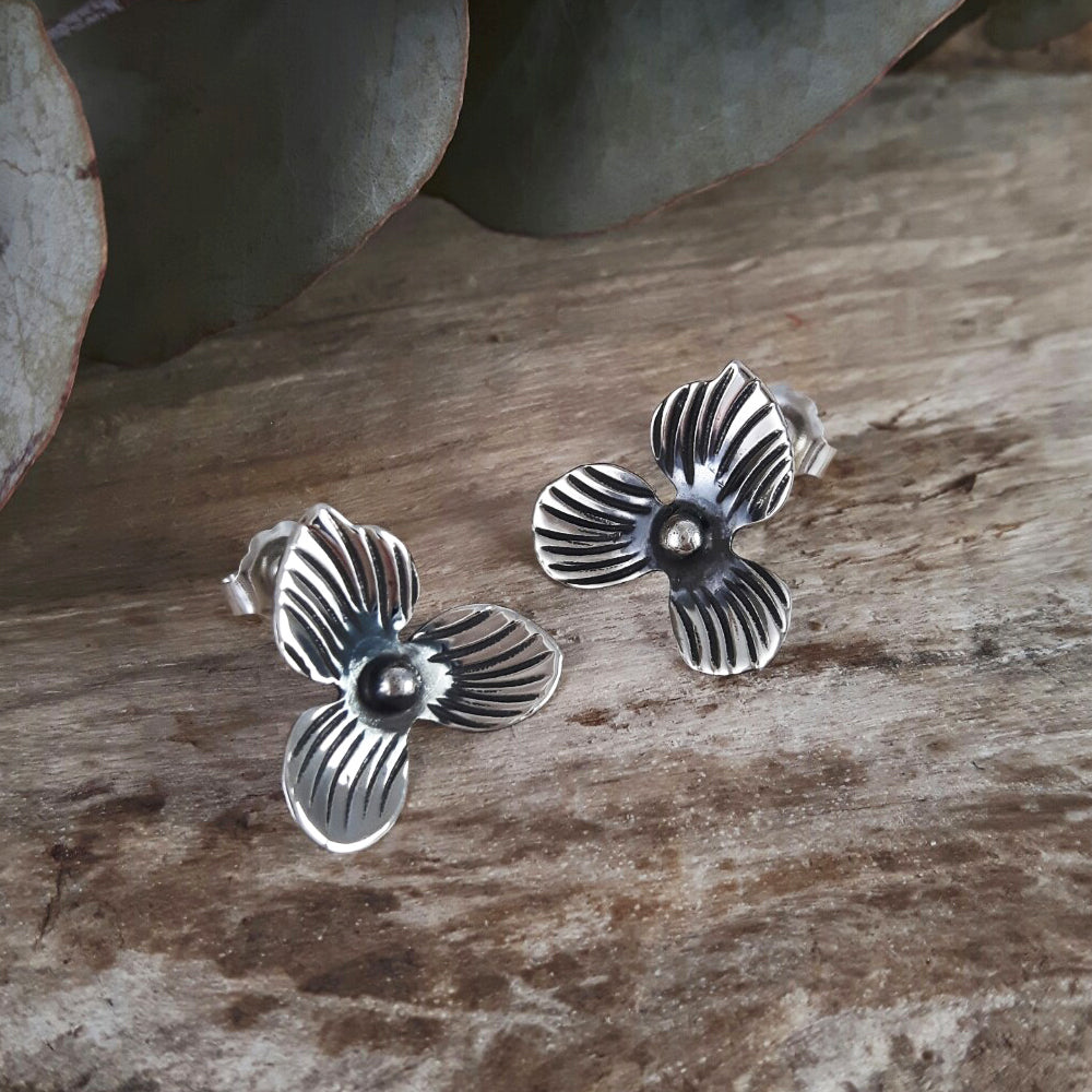 Viola Oxidised Small Stud Earrings