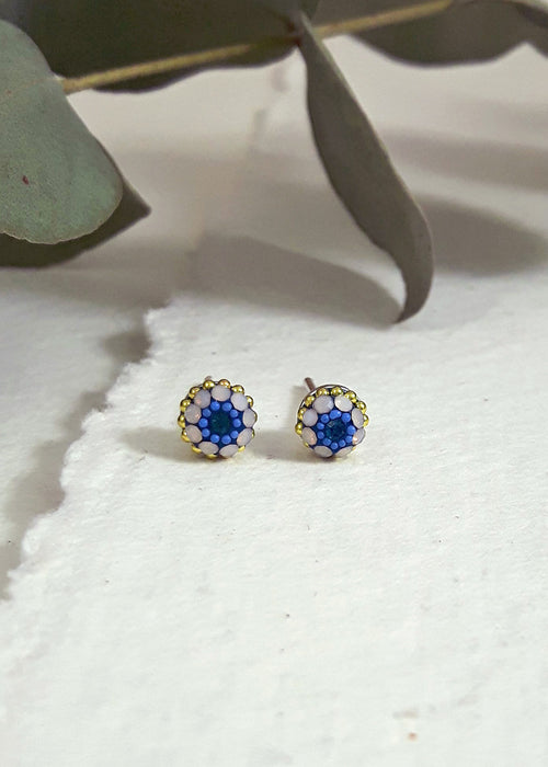 Allegra Amalfi Blue Tiny Stud Earrings