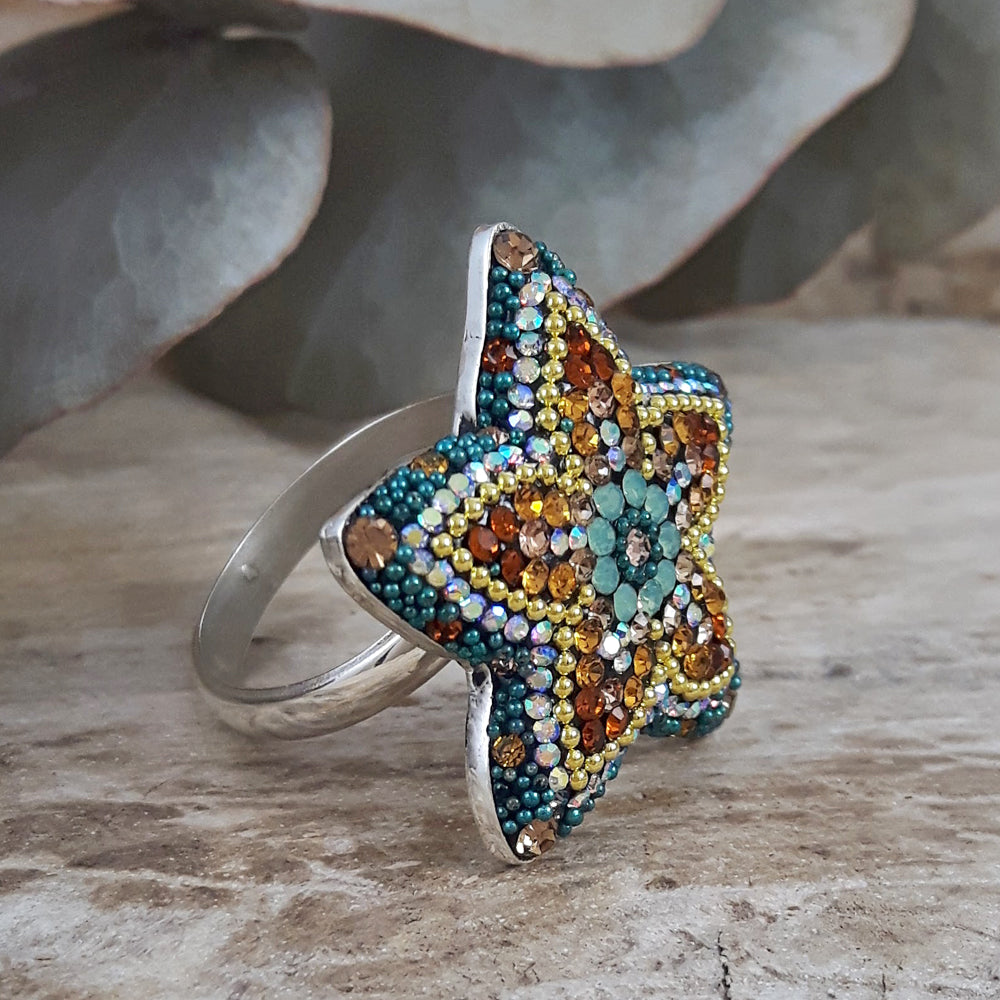 Allegra Fleur Vintage Dream 2.5cm Adjustable Ring