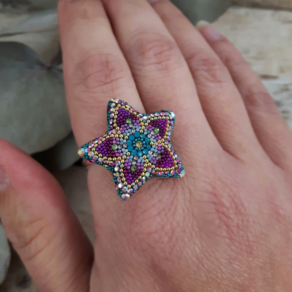 Allegra Galactic Flower 2.5cm Adjustable Ring