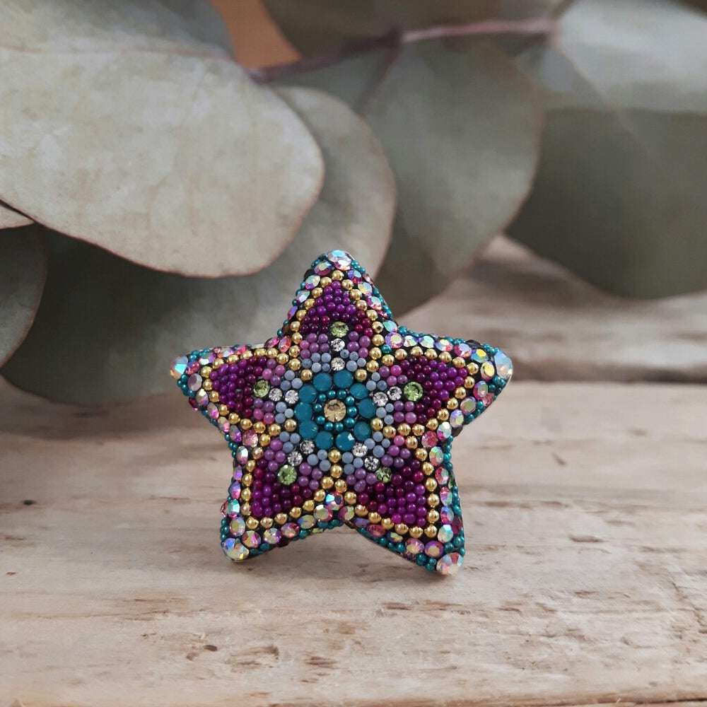 Allegra Galactic Flower 2.5cm Adjustable Ring