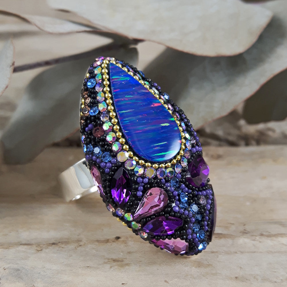 Allegra Purple Shimmer Adjustable Ring