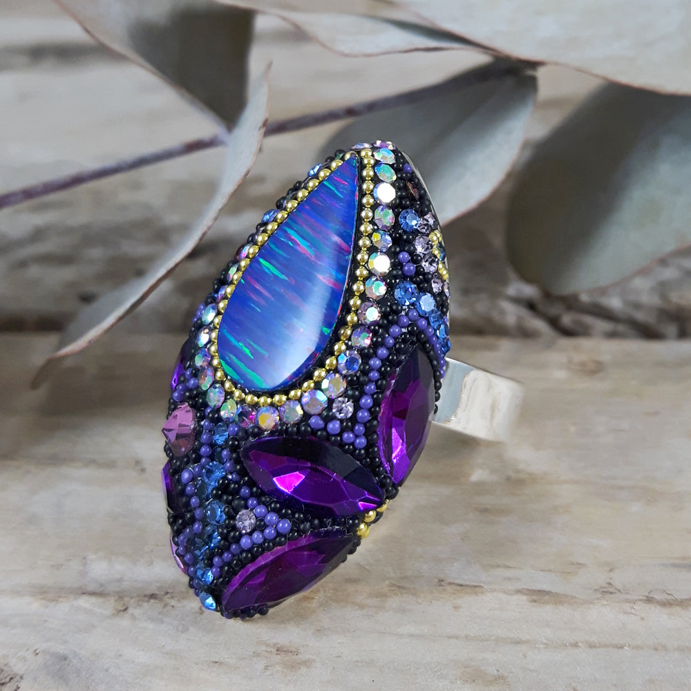 Allegra Purple Shimmer Adjustable Ring