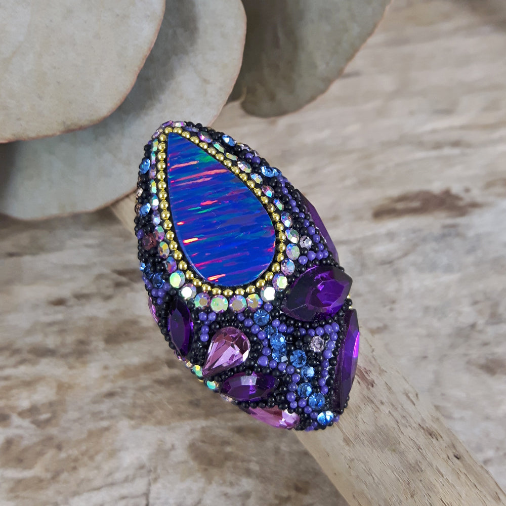 Allegra Purple Shimmer Adjustable Ring