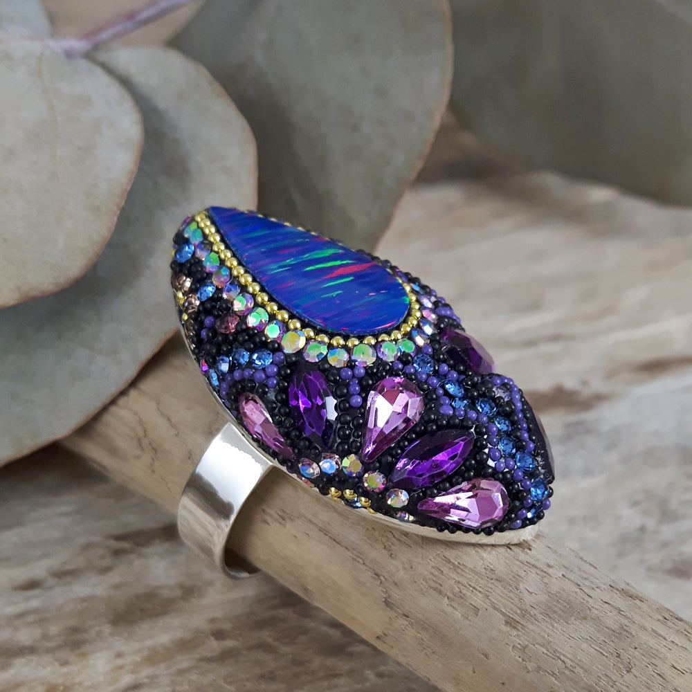 Allegra Purple Shimmer Adjustable Ring