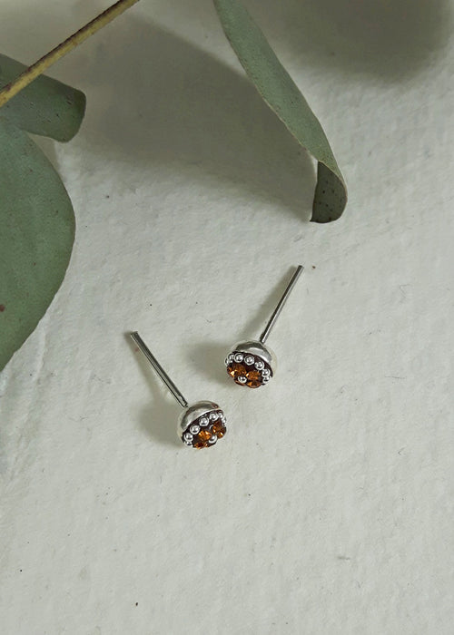 Allegra Amber Tiny Stud Earrings