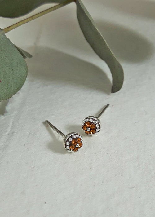 Allegra Amber Tiny Stud Earrings