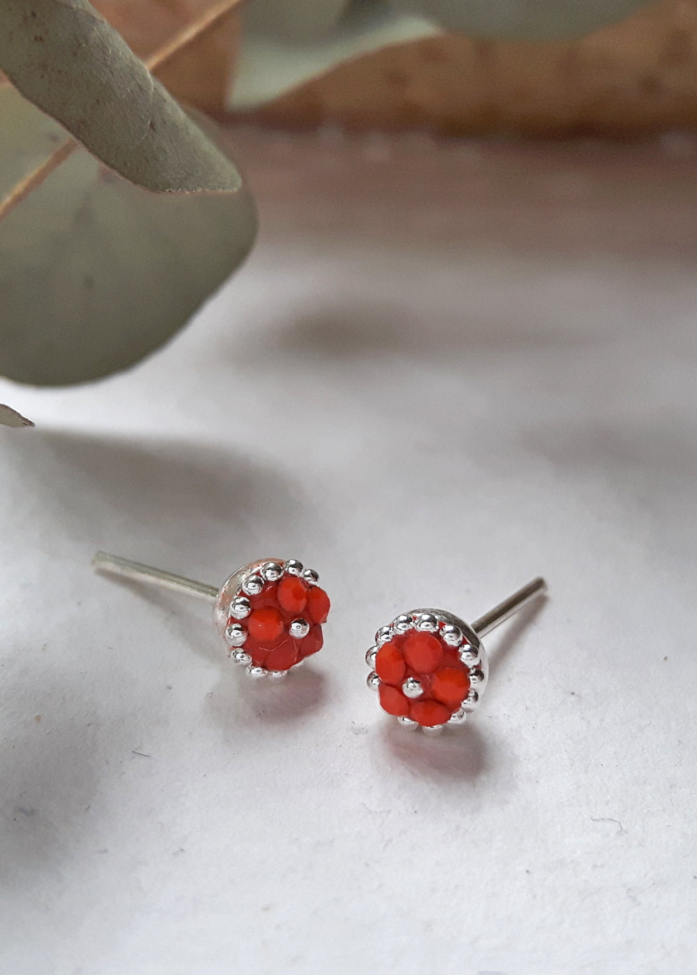 Allegra Coral Tiny Stud Earrings