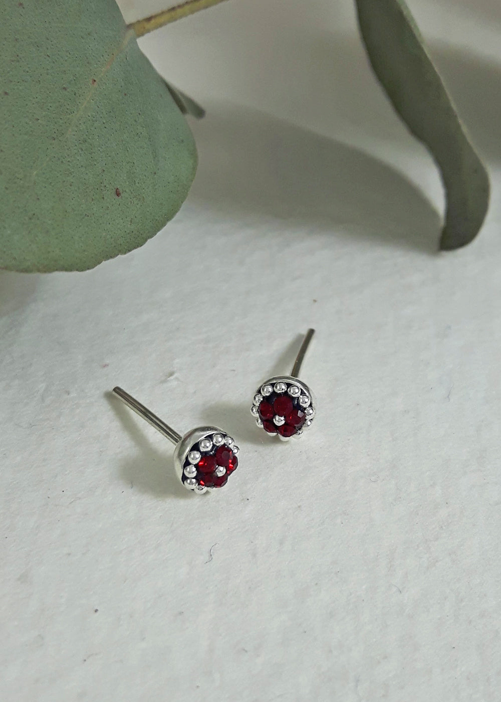 Allegra Garnet Tiny Stud Earrings