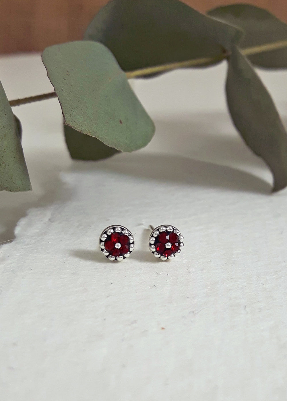 Allegra Garnet Tiny Stud Earrings